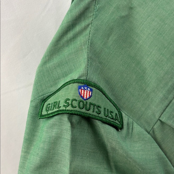 Vintage Girl Scouts Green Uniform Dress Girls Size 8 1/2 Retro - Picture 9 of 10